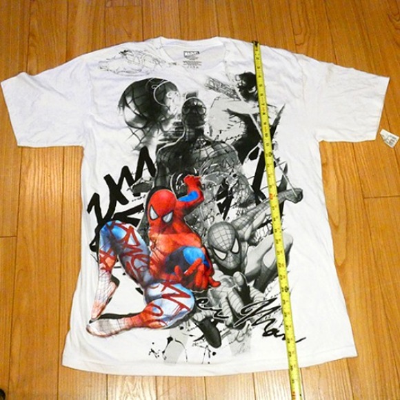 RARE RARE Marvel Spiderman 2009 Re-Iron-On Graphic Print T Shirt Size Large NEW - Picture 4 of 11